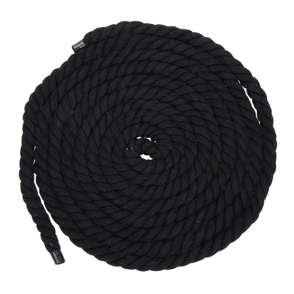 Uxcell 10mm x 11.5 Feet Black Cotton Rope, 3 Strand Clothes Line Outdoors Twisted Braided Thick Macrame Cord for DIY Wall Hanging Plant Hanger Knotting Clothesline