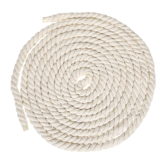 Uxcell 10mm x 14.8 Feet Beige Cotton Rope, 3 Strand Clothes Line Outdoors Twisted Braided Thick Macrame Cord for DIY Wall Hanging Plant Hanger Knotting Clothesline