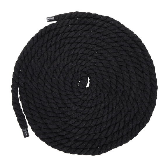 Uxcell 10mm x 14.8 Feet Black Cotton Rope, 3 Strand Clothes Line Outdoors Twisted Braided Thick Macrame Cord for DIY Wall Hanging Plant Hanger Knotting Clothesline