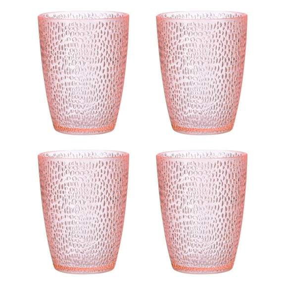 Uxcell 10oz Acrylic Drinking Glasses, 4 Pack Plastic Reusable Tumbler Drinkware for Home Outdoors, Pink