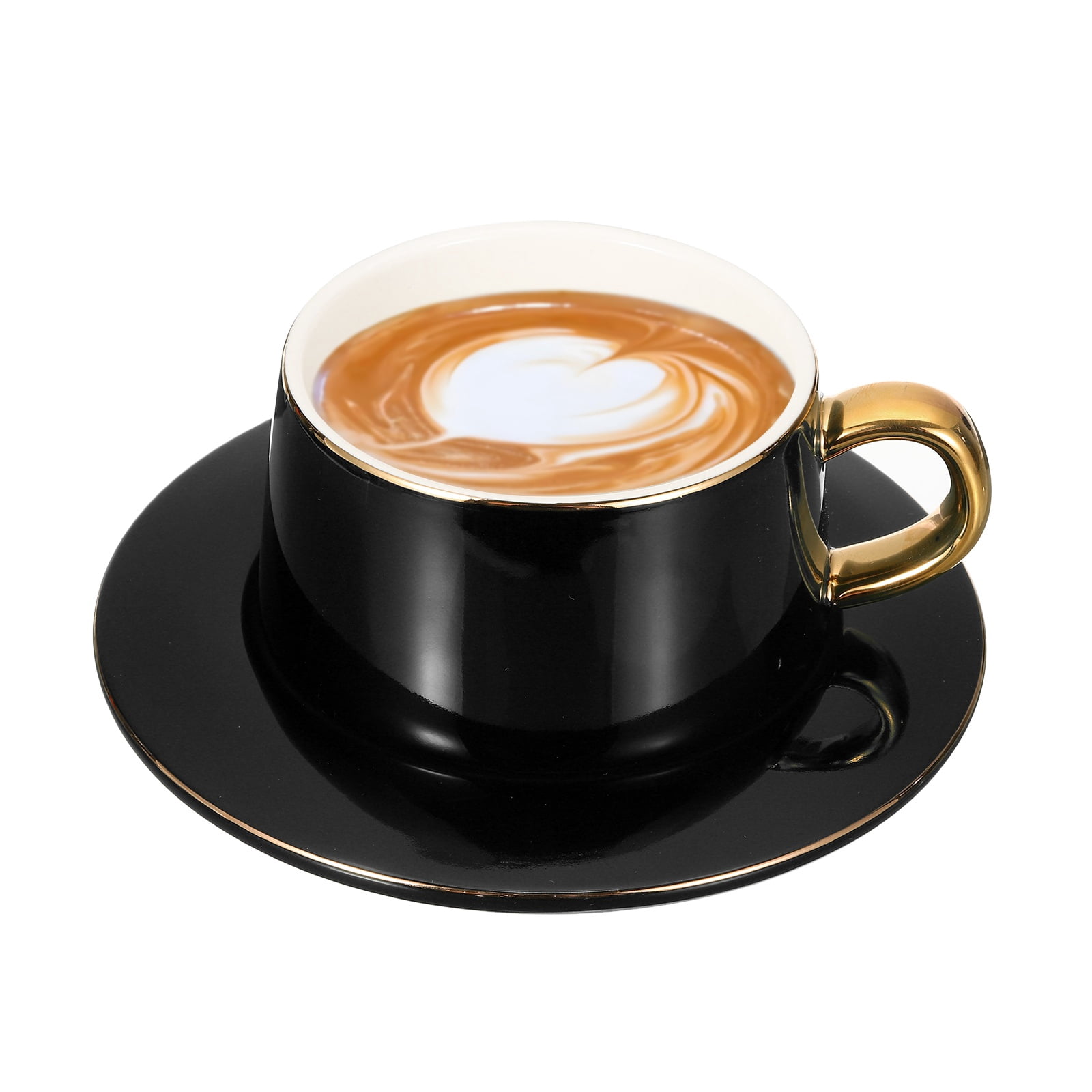 Coffee Cups Mugs Black Saucers