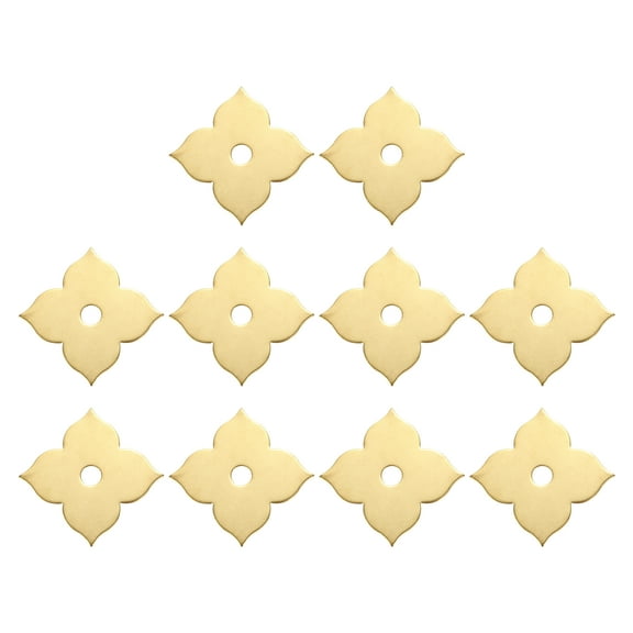 Uxcell 10pack Cabinet Knob Backplate, 1.69 Inch Four Leaf Flower Shape Radial Brass Backplate Washers Classical Furniture Decoration Gasket for Cabinet Drawer Cupboard Doors Hardware