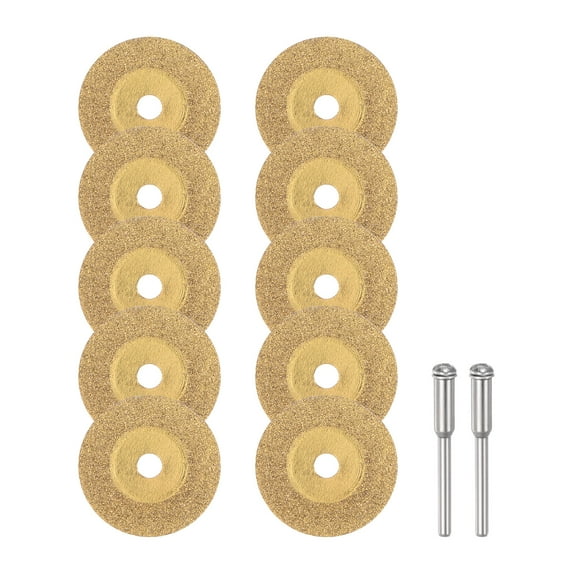 Uxcell 10pack Diamond Cutting Wheel 18mm Titanium Coating Cut Off Discs with 2pack 3mm Mandrel
