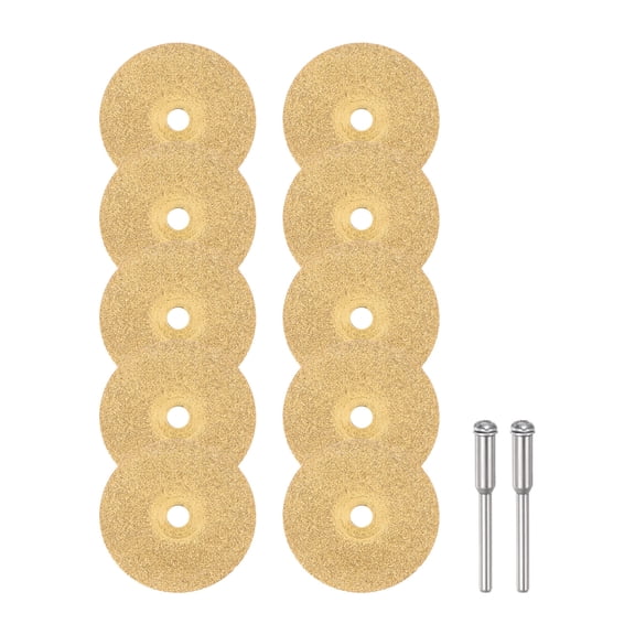 Uxcell 10pack Diamond Cutting Wheel 22mm Titanium Coating Cut Off Discs with 2pack 3mm Mandrel