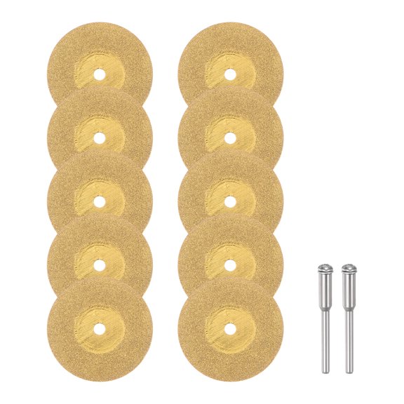 Uxcell 10pack Diamond Cutting Wheel 30mm Titanium Coating Cut Off Discs with 2pack 3mm Mandrel