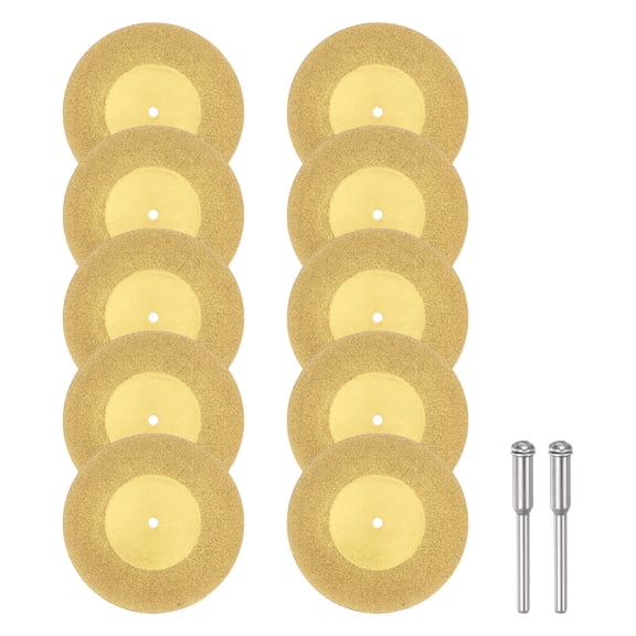 Uxcell 10pack Diamond Cutting Wheel 60mm Titanium Coating Cut Off Discs with 2pack 3mm Mandrel