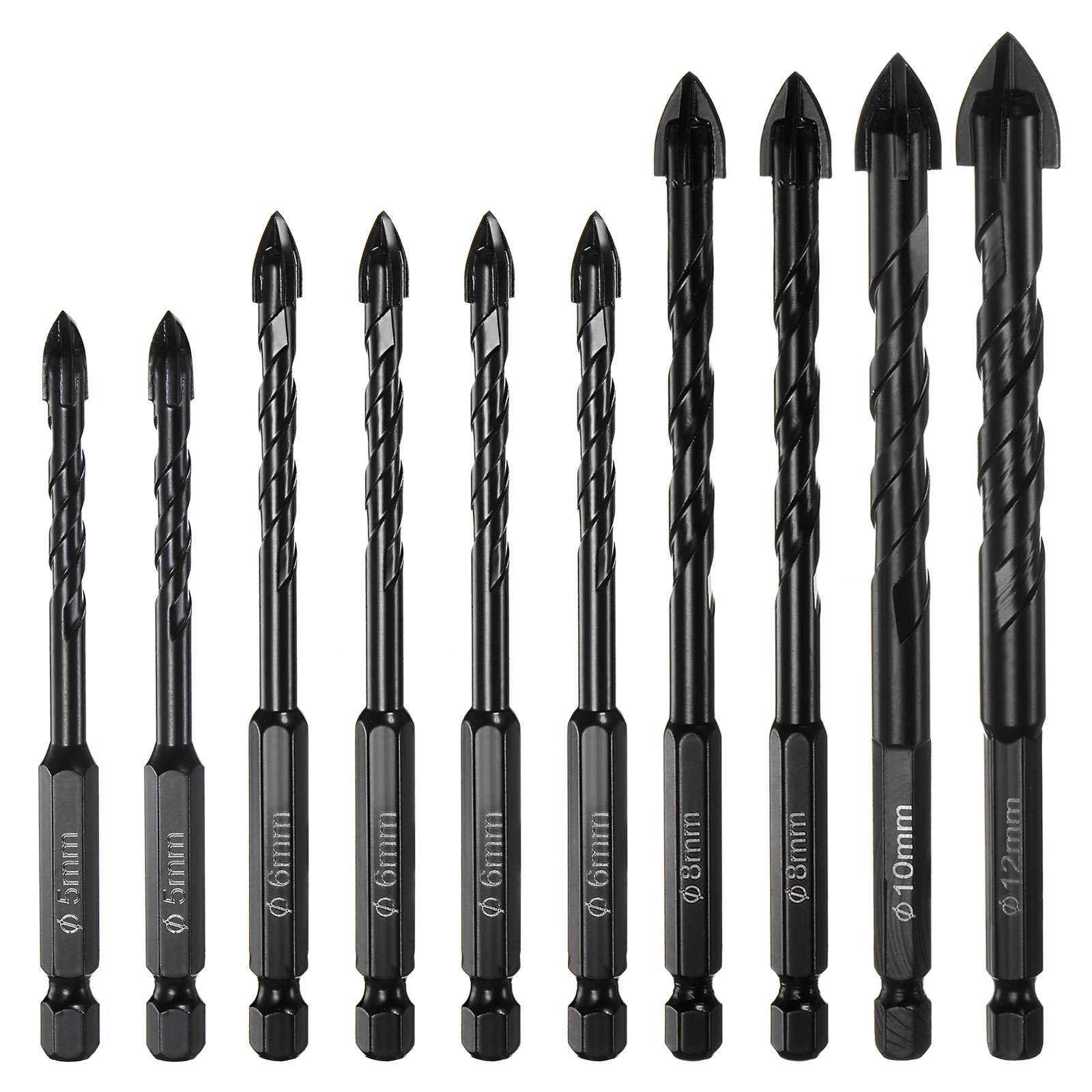 Uxcell 10pack Masonry Drill Bit Set, 5mm to 12mm Concrete Drill Bit Set
