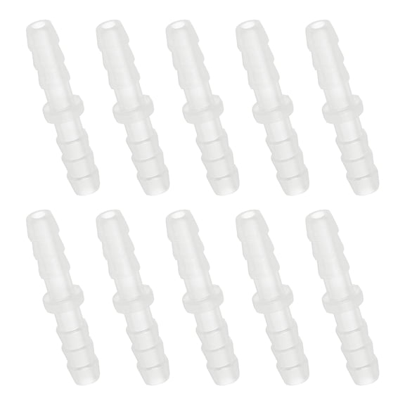 Uxcell 10pack Plastic Hose Barb Fitting, 3/16" Barbed Hose Pipe Fitting Splicer Mender Joint Adapter for Water Liquid Fuel Line Tube, Clear