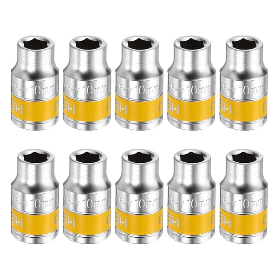 Uxcell 10pcs 1/2" Drive 6 Points Socket 10mm CR-V Metric Shallow Impact Socket