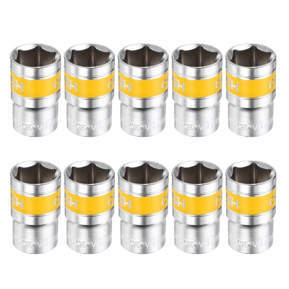 Uxcell 10pcs 1/2" Drive 6 Points Socket 17mm CR-V Metric Shallow Impact Socket