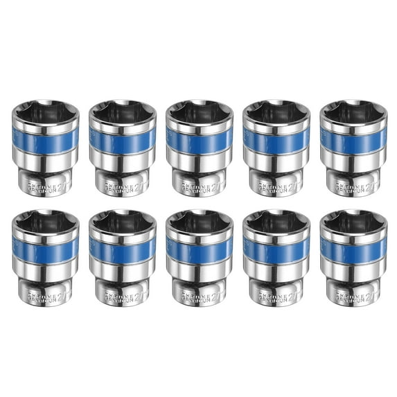 Uxcell 10pcs 1/2" Drive 6 Points Socket 27mm CR-V Metric Shallow Impact Socket