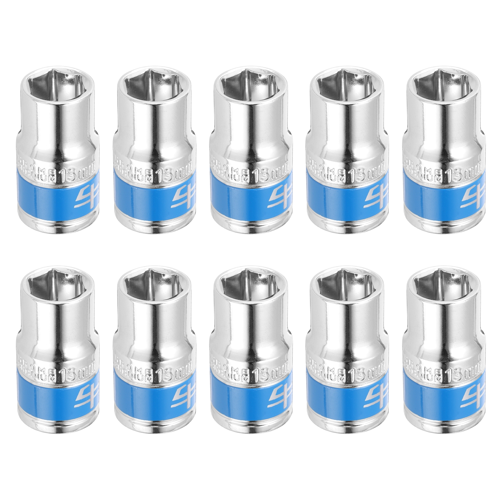 Uxcell 10pcs 1/2 Inch Drive 6-Point Socket 13mm CR-V Metric Shallow ...