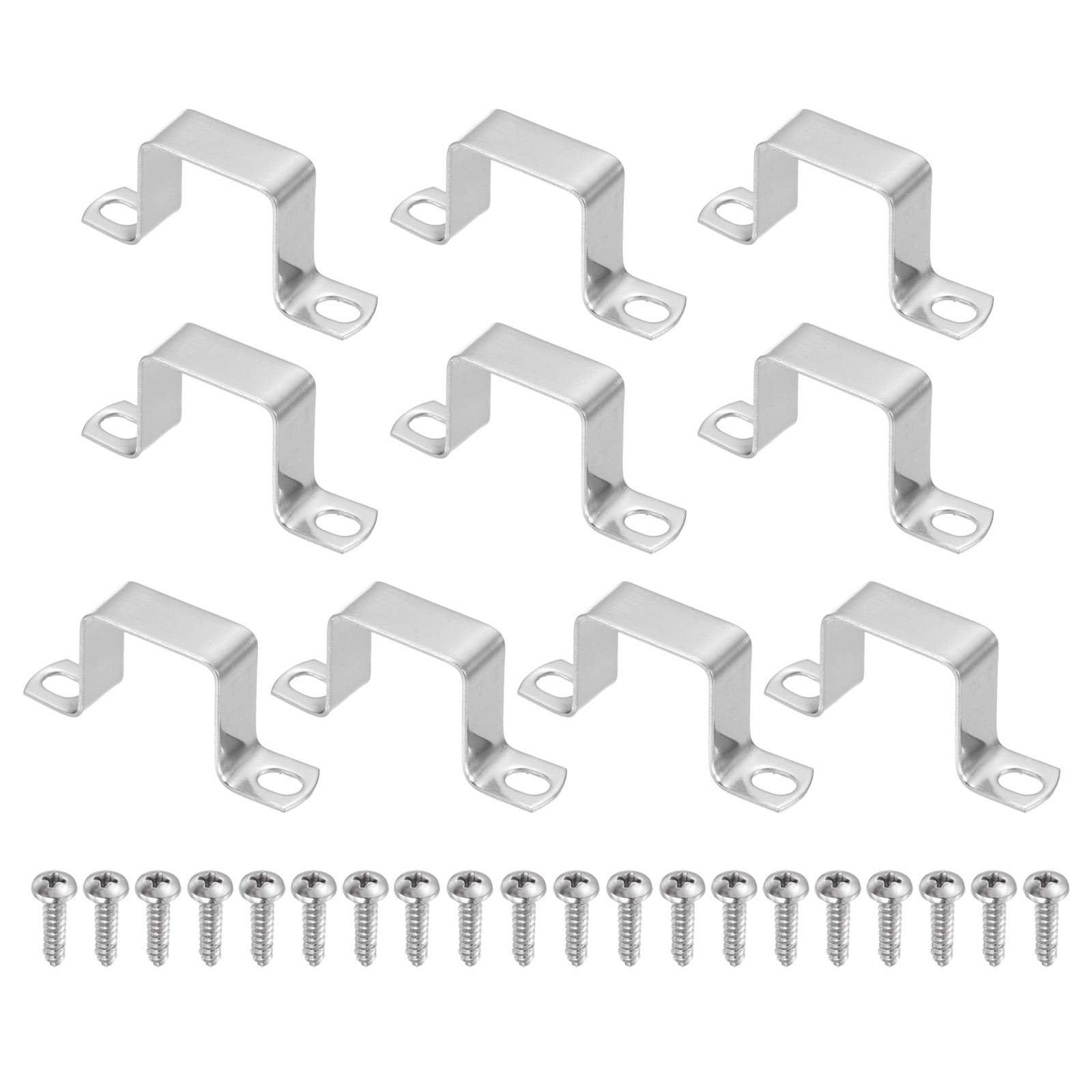 Uxcell 10pcs 1.5" x 1.5" Square Pipe Clamp, 304 Stainless Steel U Shaped Connector Bracket Heavy Duty Tube Strap Buckle with Self-Tapping Screws for Tube Installation