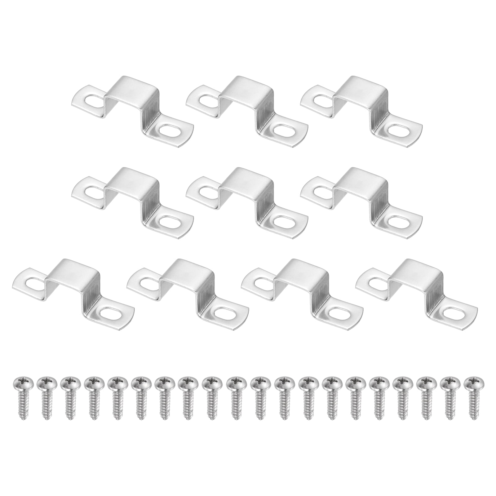 Uxcell 10pcs 1" x 1" Square Pipe Clamp, 304 Stainless Steel U Shaped Connector Bracket Heavy Duty Tube Strap Buckle with Self-Tapping Screws for Tube Installation