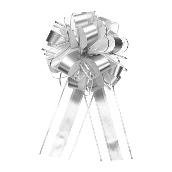 Uxcell 10pcs 11" Extra Large Pull Bow Metallic Gift Wrapping Bows Ribbon Silver for Wedding Baskets Presents