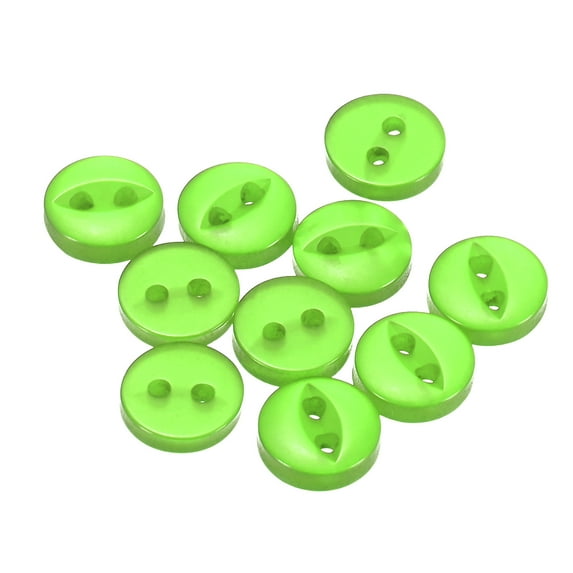 Uxcell 10pcs 14L Green Round Sewing Buttons 9mm 11/32" Resin 2-Hole Fish Eye Craft Replacement Button
