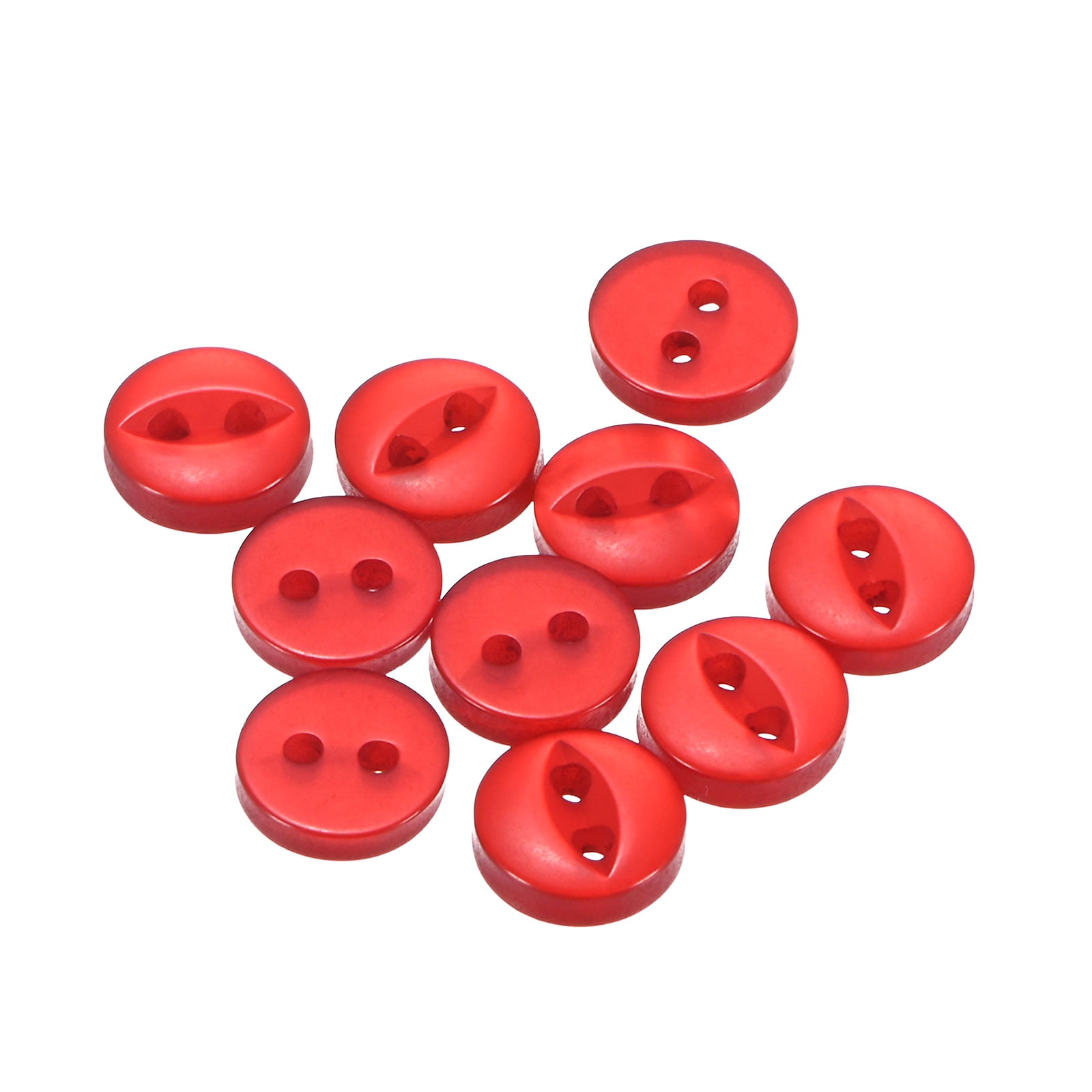 Uxcell 10pcs 14L Red Round Sewing Buttons 9mm 11/32" Resin 2-Hole Fish ...
