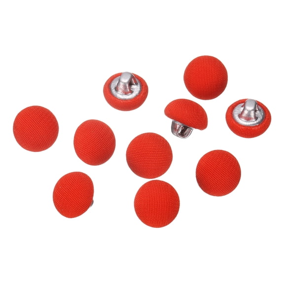 Uxcell 10pcs 16L Fabric Cloth Covered Button 10mm 3/8" Metal Shank Round Sewing DIY Buttons Craft Replacement Button for Sewing Clothing Suits Coats Blouses Sweaters, Red