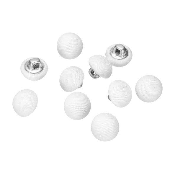 Uxcell 10pcs 16L Fabric Cloth Covered Button 10mm 3/8" Metal Shank Round Sewing DIY Buttons Craft Replacement Button for Sewing Clothing Suits Coats Blouses Sweaters, White