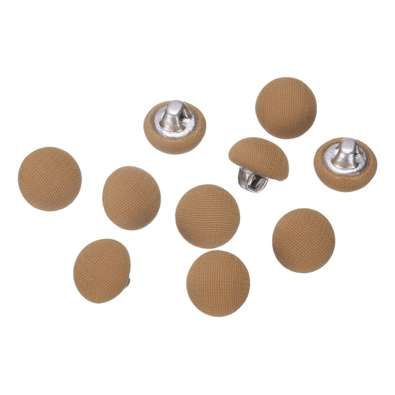 Uxcell 10pcs 16L Fabric Cloth Covered Button 10mm 3/8" Metal Shank Round Sewing DIY Buttons Craft Replacement Button for Sewing Clothing Suits Coats Blouses Sweaters, Light Tan