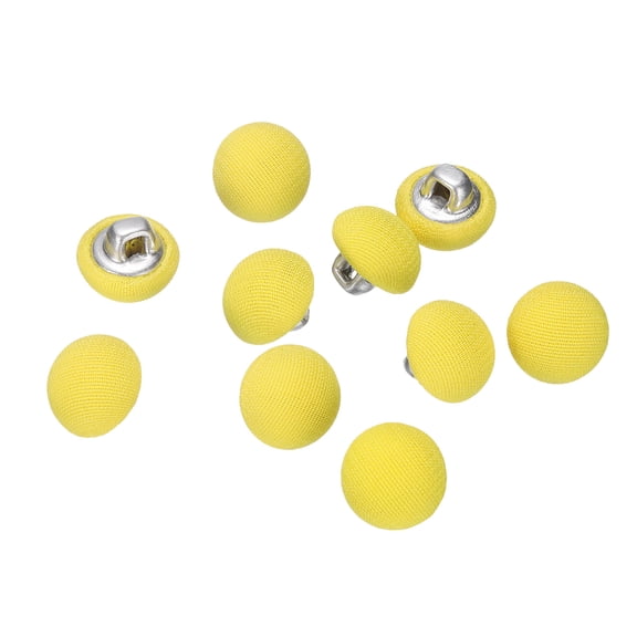 Uxcell 10pcs 16L Fabric Cloth Covered Button 10mm 3/8" Metal Shank Round Sewing DIY Buttons Craft Replacement Button for Sewing Clothing Suits Coats Blouses Sweaters, Dark Yellow