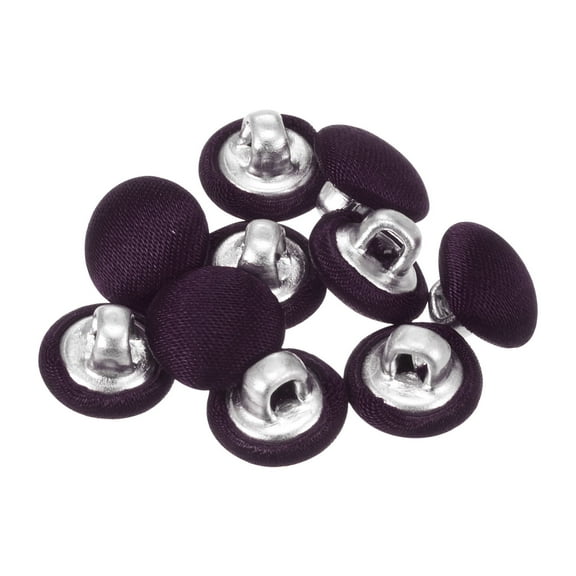 Uxcell 10pcs 16L Fabric Cloth Covered Button 10mm Metal Round Sewing Buttons for Suits Dress Blouses Deep Purple