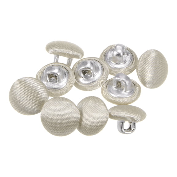 Uxcell 10pcs 16L Fabric Cloth Covered Button 10mm Metal Round Sewing Buttons for Suits Dress Blouses, Yellow
