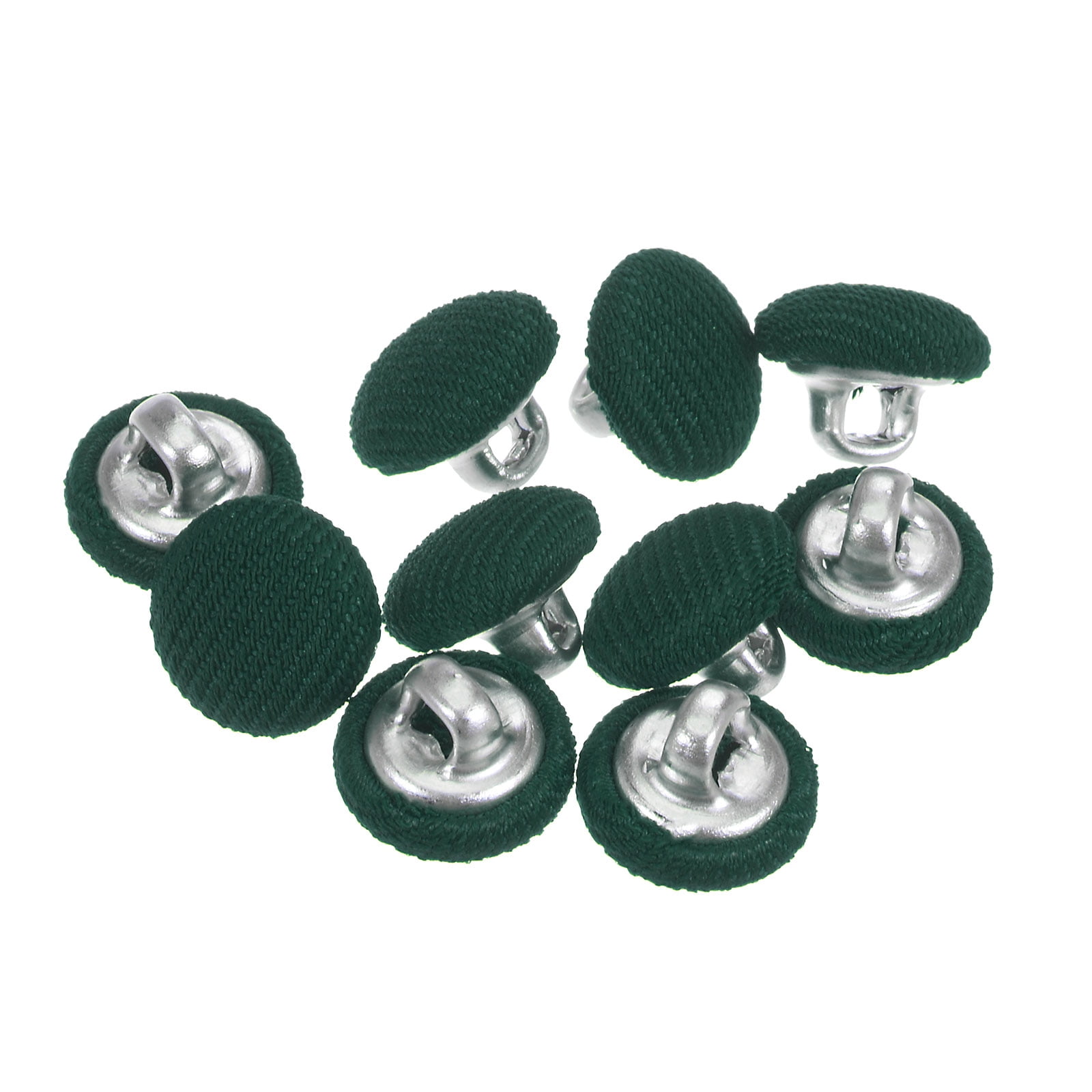 Uxcell 10pcs 16L Fabric Cloth Covered Button 10mm Metal Shank Round ...