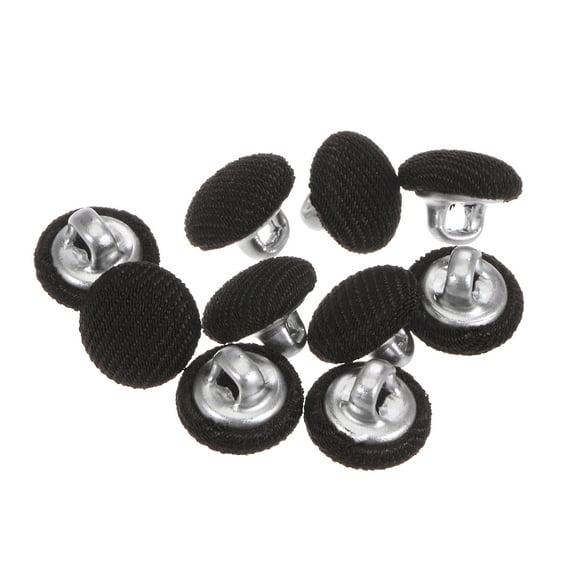 Uxcell 10pcs 16L Fabric Cloth Covered Button 10mm Metal Shank Round Sewing Buttons for Suits Dress Blouses, Brown