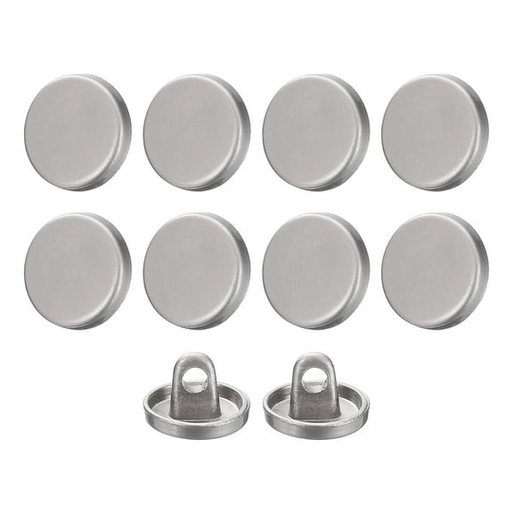 Uxcell 10pcs 16L Metal Round Flat Button Sewing Buttons 10mm Alloy Shank Craft Replacement Button for Men Women Suit Coat Shirt, Grey