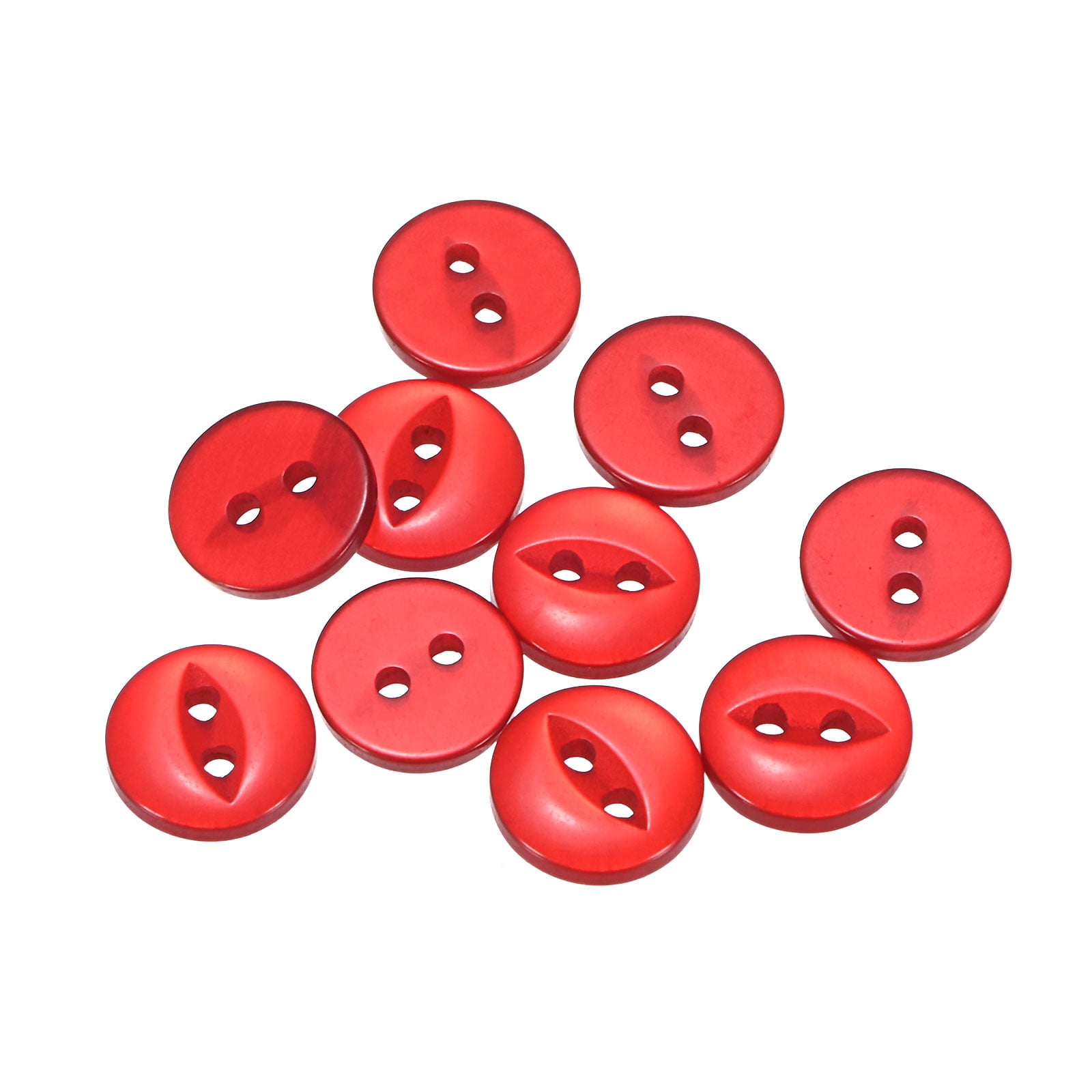 Uxcell 10pcs 16L Red Round Sewing Buttons 10mm 3/8" Resin 2-Hole Fish ...