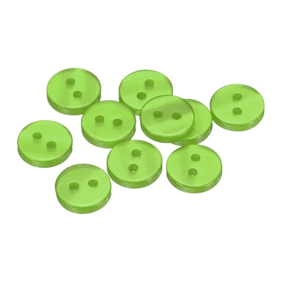Uxcell 10pcs 16L Sewing Buttons 3/8"(10mm) Resin Round Flat 2-Hole Craft Clothing Replacement Button for Coats Sewing Clothing and DIY, Green