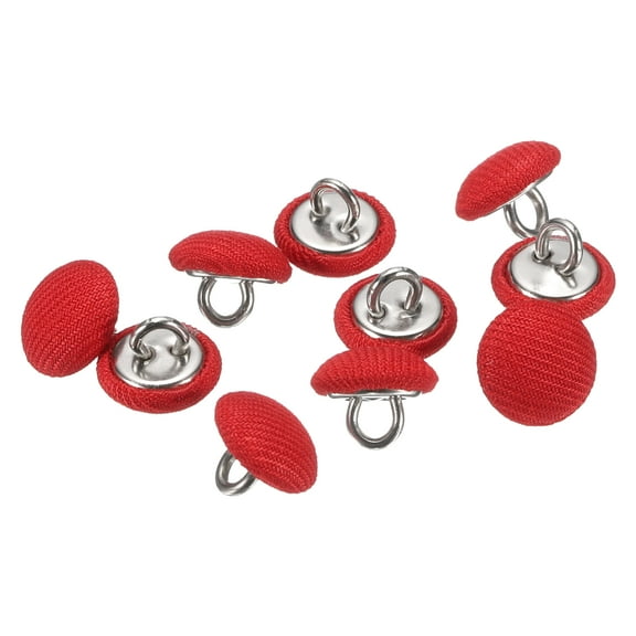 Uxcell 10pcs 18L Fabric Cloth Covered Button 11.5mm 15/32" Round Metal Shank Satin Sewing DIY Craft Buttons for Bridal Wedding Suits Dress Blouses Sweaters, Red