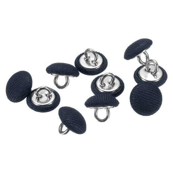 Uxcell 10pcs 18L Fabric Cloth Covered Button 11.5mm 15/32" Round Metal Shank Satin Sewing DIY Craft Buttons for Bridal Wedding Suits Dress Blouses Sweaters, Navy Blue