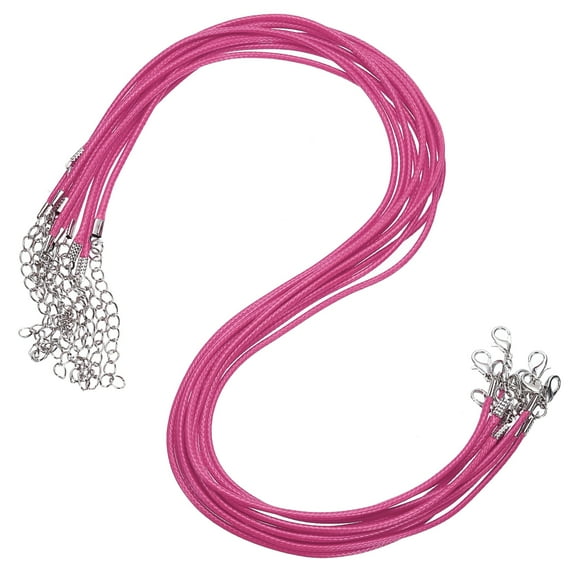 Uxcell 10pcs 20 Inch Waxed Necklace Cord, Bulk Necklace String with Clasp 2mm Waxed Leather Cord Rope for Jewelry Making DIY Bracelet Pendant,Rose Red