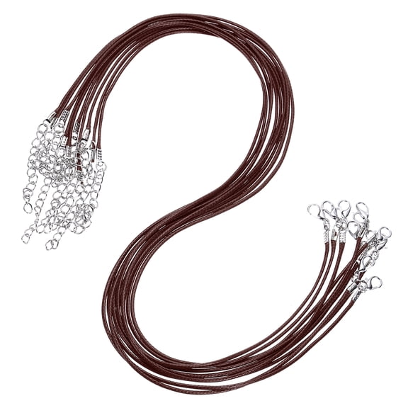 Uxcell 10pcs 20 Inch Waxed Necklace Cord, Bulk Necklace String with Clasp 2mm Waxed Leather Cord Rope for Jewelry Making DIY Bracelet Pendant,Coffee
