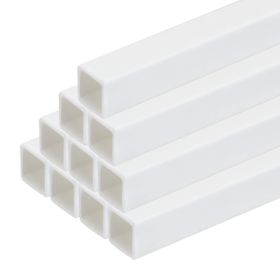 Uxcell 10pcs 20" Plastic Model Tube ABS, Solid Square Bar 0.39"x0.39" White Easy Processing Model Making DIY