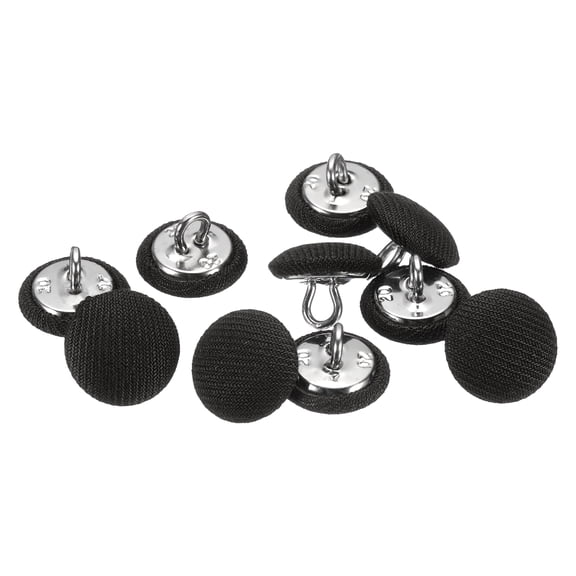 Uxcell 10pcs 20L Fabric Cloth Covered Button 12.5mm 1/2" Round Metal Shank Satin Sewing DIY Craft Buttons for Bridal Wedding Suits Dress Blouses Sweaters, Black