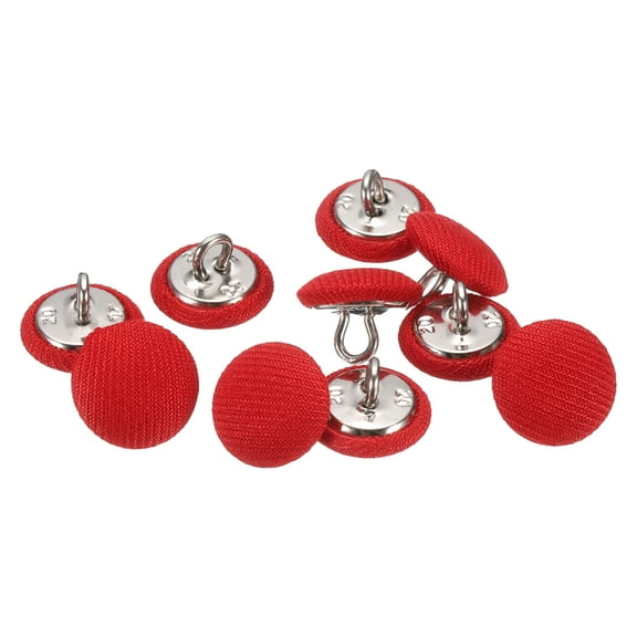 Uxcell 10pcs 20L Fabric Cloth Covered Button 12.5mm 1/2" Round Metal Shank Satin Sewing DIY Craft Buttons for Bridal Wedding Suits Dress Blouses Sweaters, Red