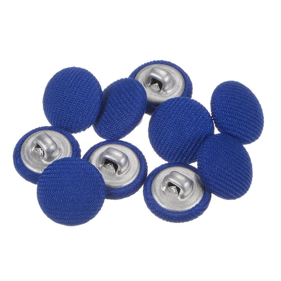 Uxcell 10pcs 20L Fabric Cloth Covered Button 12.5mm Metal Shank Round Sewing Buttons for Suits Dress Blouses, Deep Blue