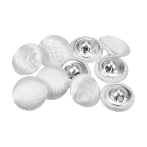 Uxcell 10pcs 20L Fabric Cloth Covered Button 12.5mm Round Metal Sewing Buttons for Suits Dress Blouses, White