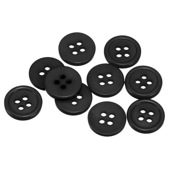 Uxcell 10Pcs 20L Sewing Buttons 1/2"(12.5mm) Resin Round Flat 4-Hole Craft Buttons for Sewing Clothing DIY, Black