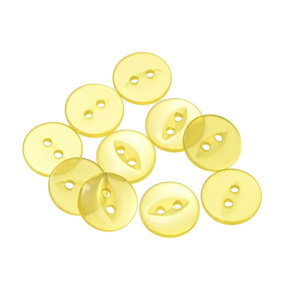 Uxcell 10pcs 20L Yellow Round Sewing Buttons 12.5mm 1/2" Resin 2-Hole Fish Eye Craft Replacement Button