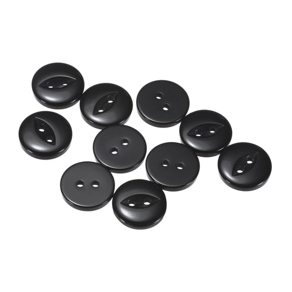 Uxcell 10pcs 24L Black Round Sewing Buttons 15mm 5/8" Resin 2-Hole Fish Eye Craft Replacement Button