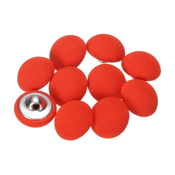 Uxcell 10pcs 24L Fabric Cloth Covered Button 15mm 5/8" Metal Shank Round Sewing DIY Buttons Craft Replacement Button for Sewing Clothing Suits Coats Blouses Sweaters, Red