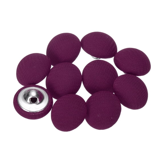 Uxcell 10pcs 24L Fabric Cloth Covered Button 15mm 5/8" Metal Shank Round Sewing DIY Buttons Craft Replacement Button for Sewing Clothing Suits Coats Blouses Sweaters, Grape Purple