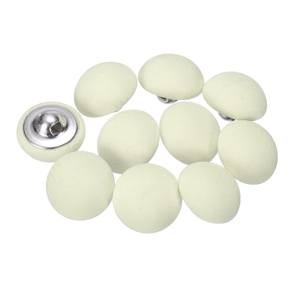 Uxcell 10pcs 24L Fabric Cloth Covered Button 15mm 5/8" Metal Shank Round Sewing DIY Buttons Craft Replacement Button for Sewing Clothing Suits Coats Blouses Sweaters, Beige