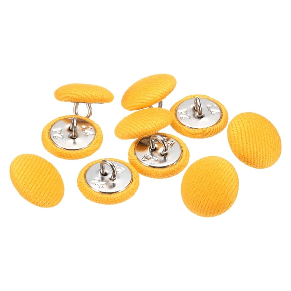 Uxcell 10pcs 24L Fabric Cloth Covered Button 15mm 5/8" Round Metal Shank Satin Sewing DIY Craft Buttons for Bridal Wedding Suits Dress Blouses Sweaters, Yellow