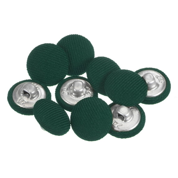 Uxcell 10pcs 24L Fabric Cloth Covered Button 15mm Metal Shank Round Sewing Buttons for Suits Dress Blouses, Army Green