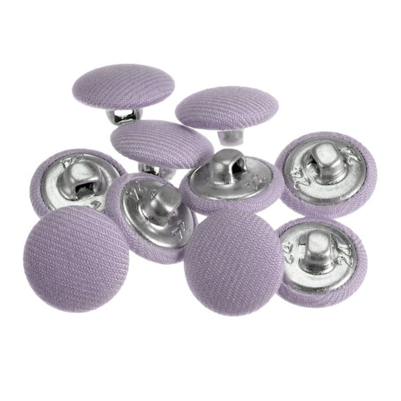 Uxcell 10pcs 24L Fabric Cloth Covered Button 15mm Metal Shank Round Sewing Buttons for Suits Dress Blouses, Purple